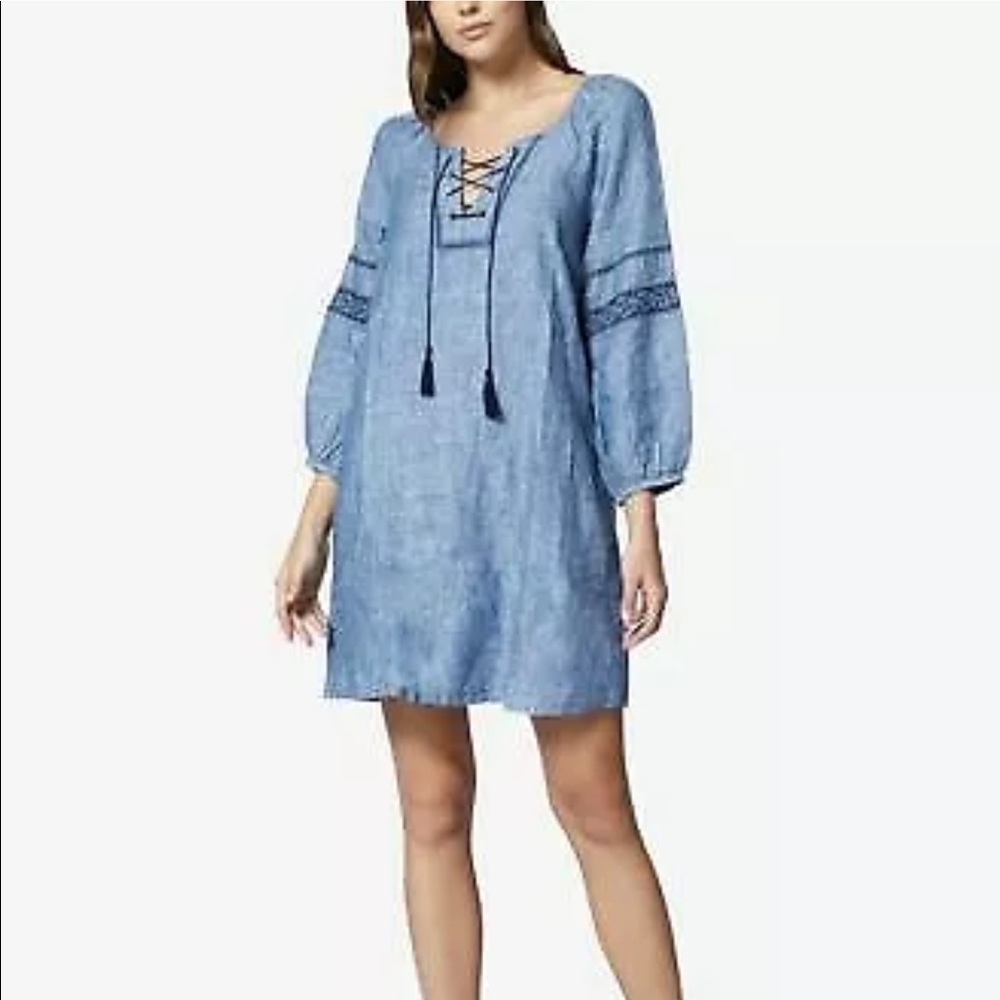 Sanctuary Mirabelle linen embroidered sleeve dress